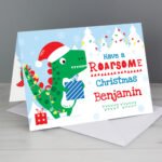 Personalised Children's Dinosaur 'Have A Roarsome Christmas' Card