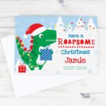 Personalised Children's Dinosaur 'Have A Roarsome Christmas' Card - Image 4