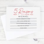 Personalised '5 Reasons Why I Love You' Card