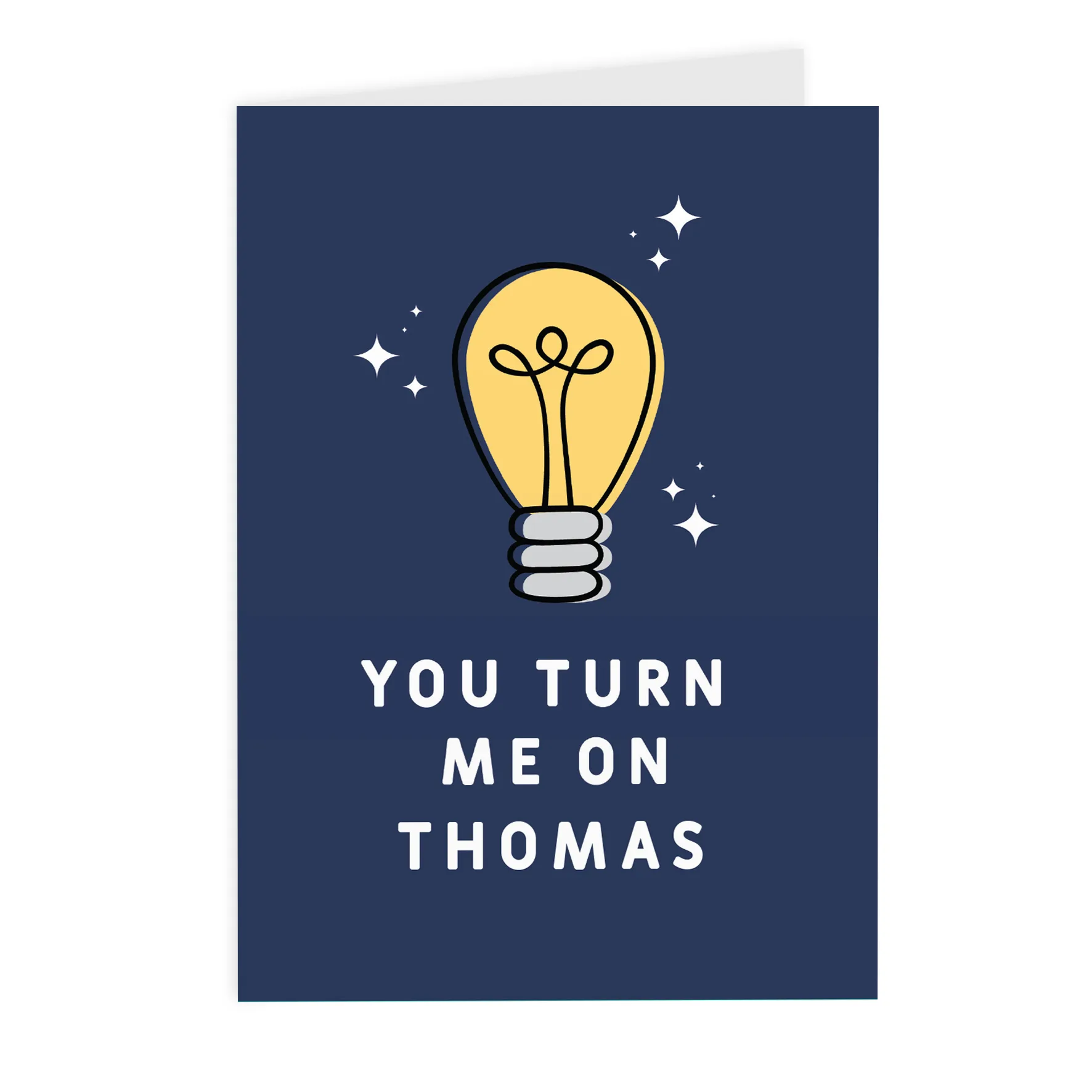 Personalised 'You Turn Me On' Light Bulb Design Card - Image 4