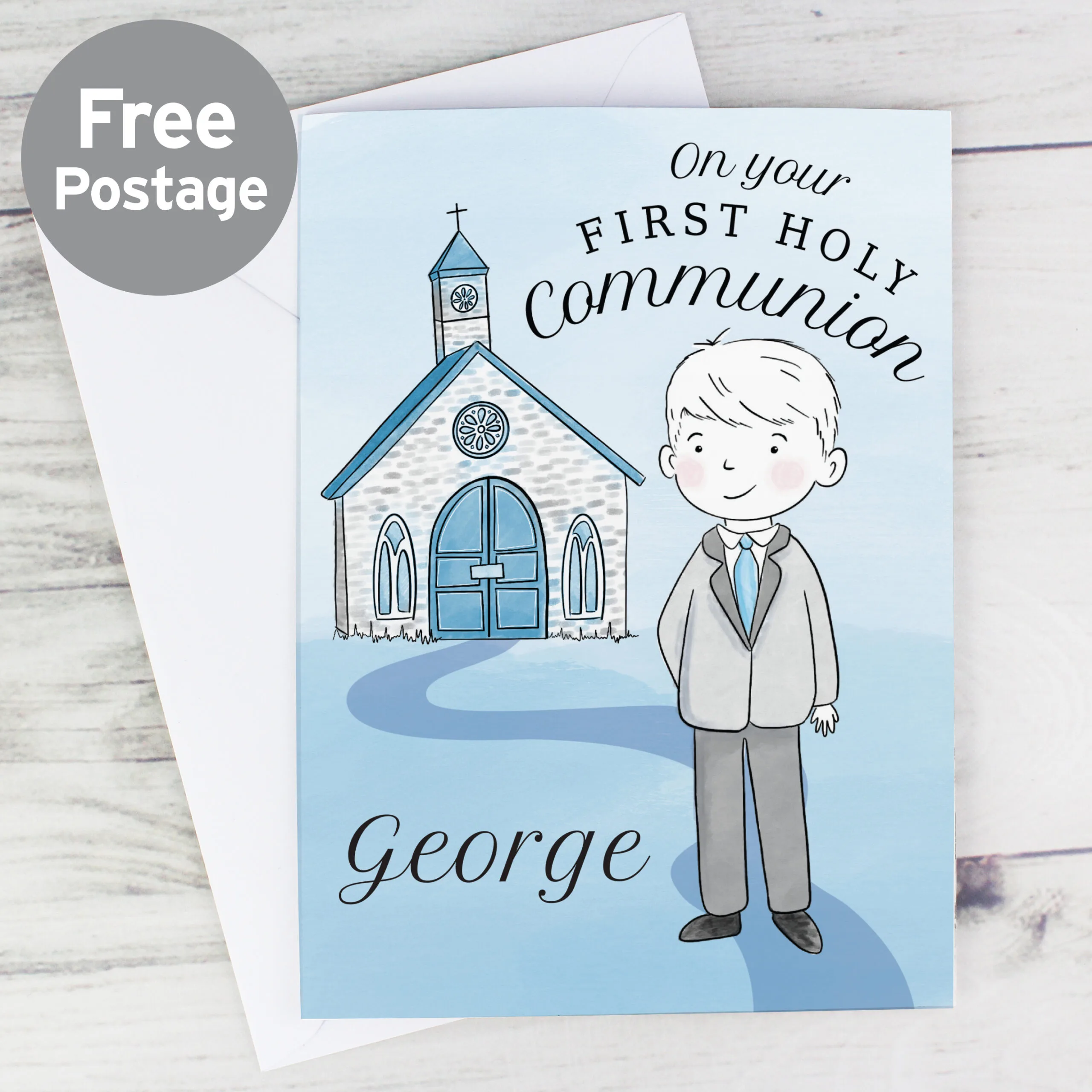 Personalised Boys 'On Your First Holy Communion' Card - Image 2