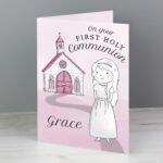 Personalised Girls 'On Your First Holy Communion' Card