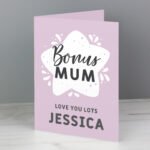 Personalised 'Bonus Mum' Greeting Card