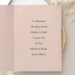 Personalised Pink Wreath Design Photo Upload Greeting Card - Image 2