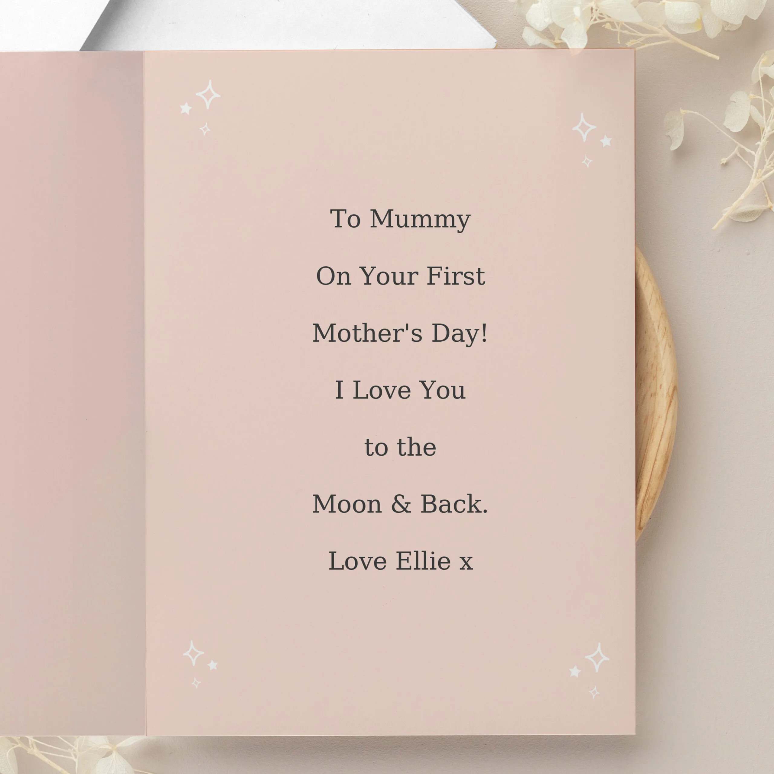 Personalised Pink Wreath Design Photo Upload Greeting Card - Image 2