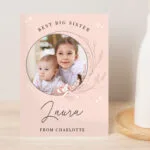 Personalised Pink Wreath Design Photo Upload Greeting Card - Image 3