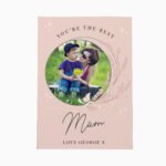 Personalised Pink Wreath Design Photo Upload Greeting Card - Image 6