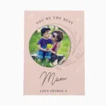 Personalised Pink Wreath Design Photo Upload Greeting Card - Image 6