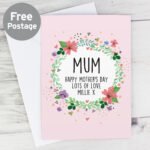 Personalised Any Message Floral Wreath Design Greeting Card - Image 2