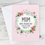 Personalised Any Message Floral Wreath Design Greeting Card
