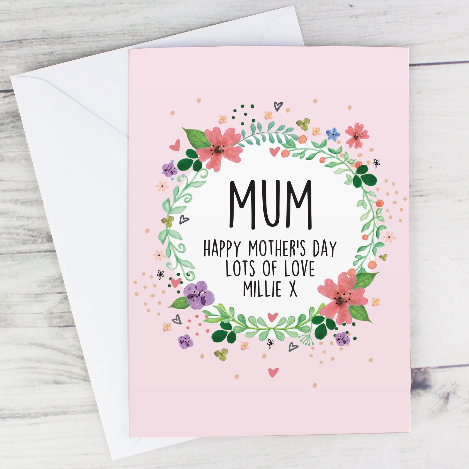 GC00768 Personalised Any Message Floral Wreath Design Greeting Card 5 Personalised Any Message Floral Wreath Design Greeting Card - Image 1