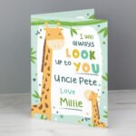 Personalised 'I Will Always Look Up To You' Giraffe Card