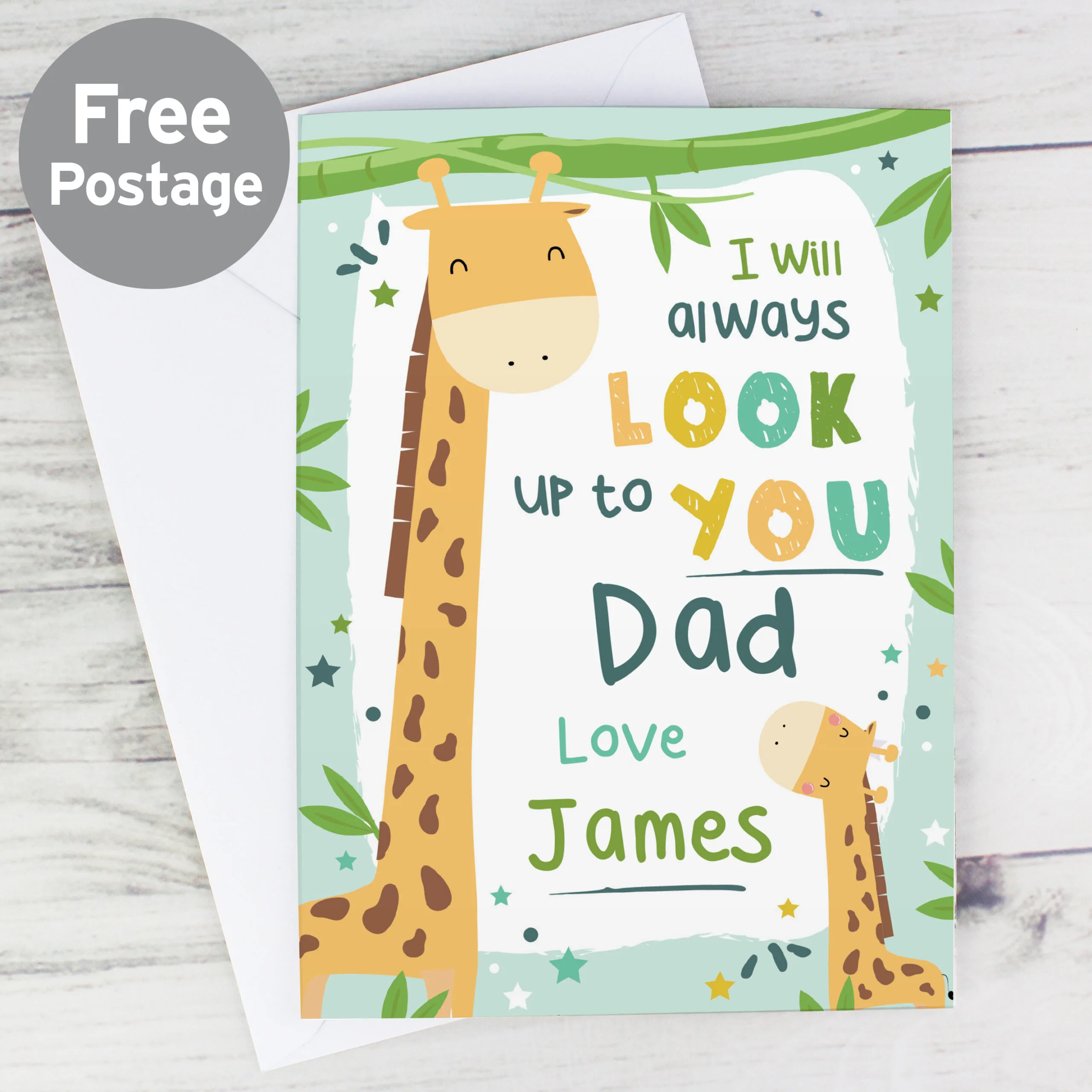 Personalised 'I Will Always Look Up To You' Giraffe Card - Image 2