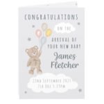 Personalised Teddy & Balloons Design New Baby Card - Image 5