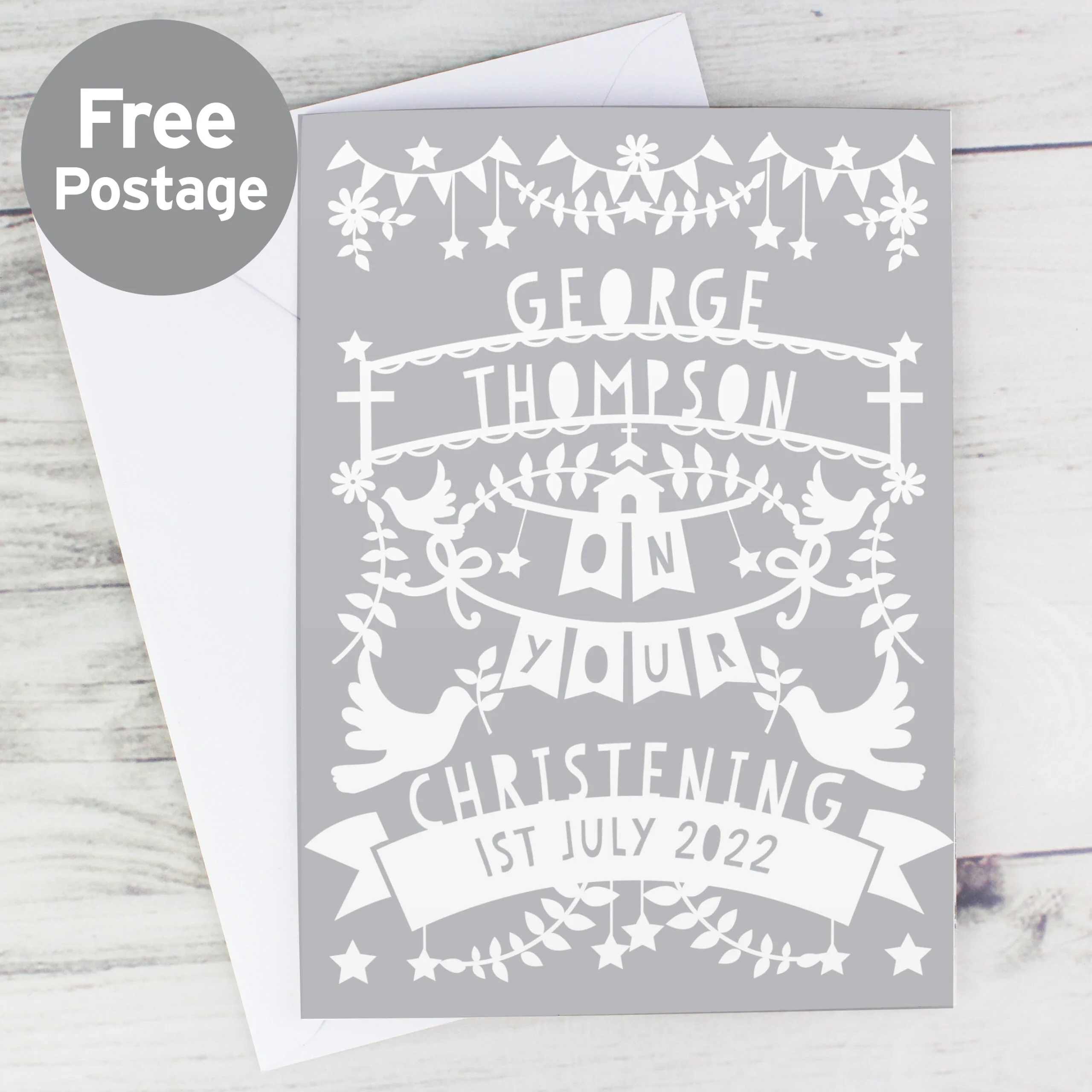 Personalised Grey Papercut Design Card - Image 2