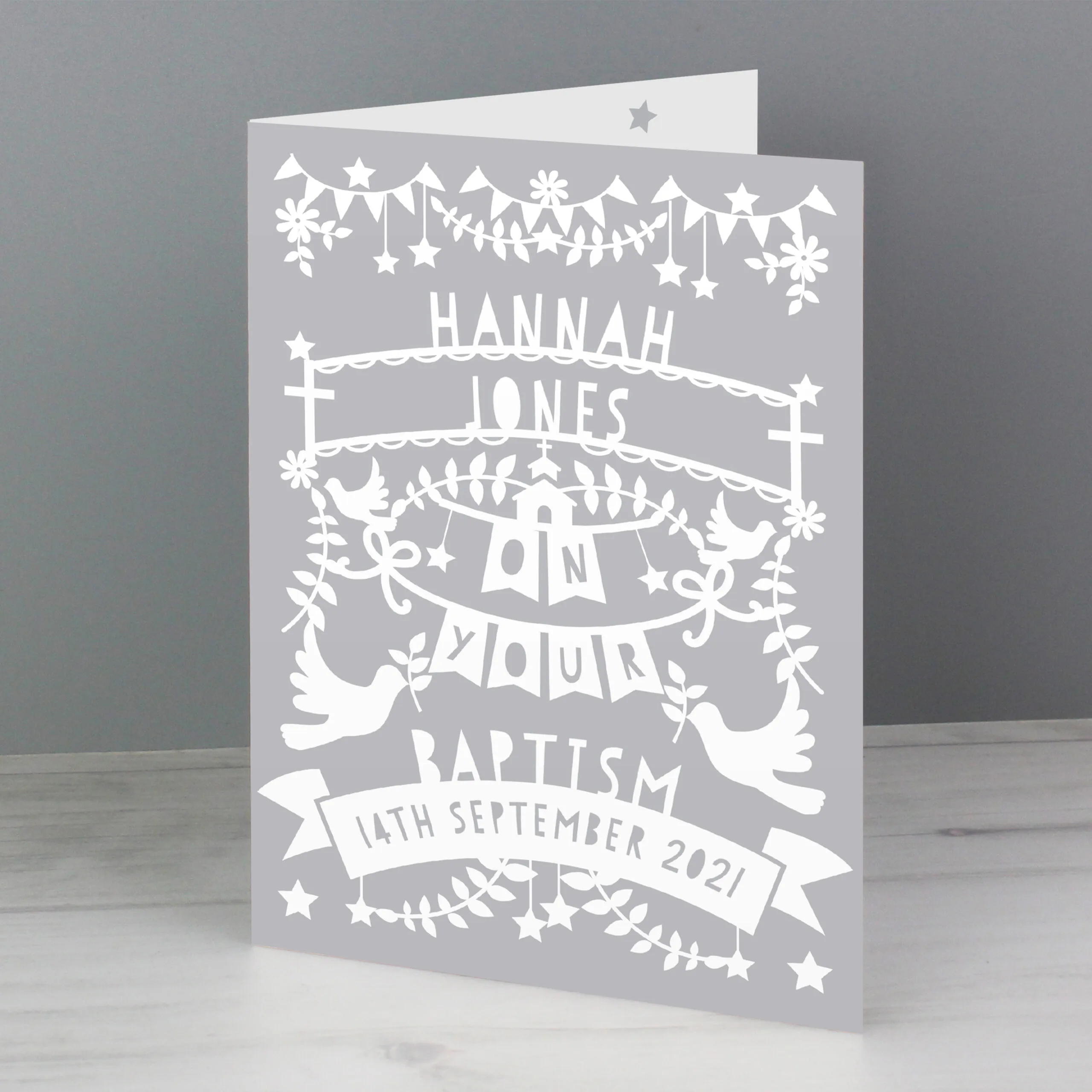 Personalised Grey Papercut Design Card - Image 4