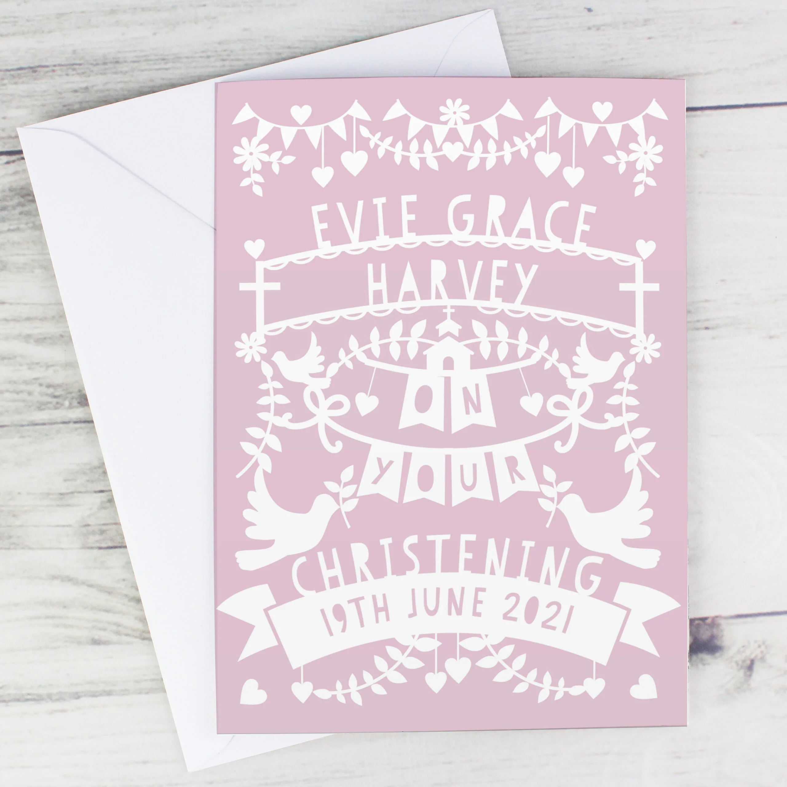 Personalised Pink Papercut Design Card - Image 2