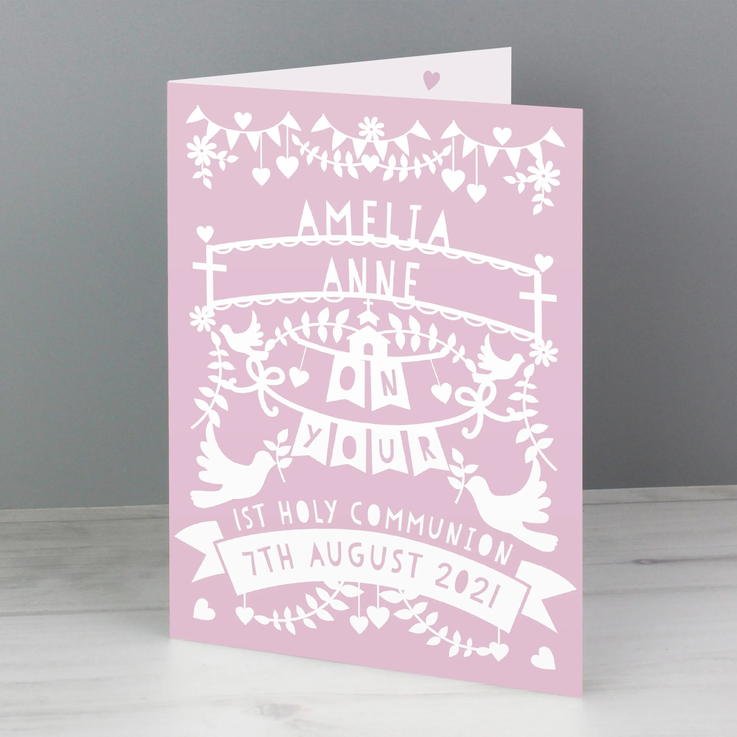 Personalised Pink Papercut Design Card - Image 3