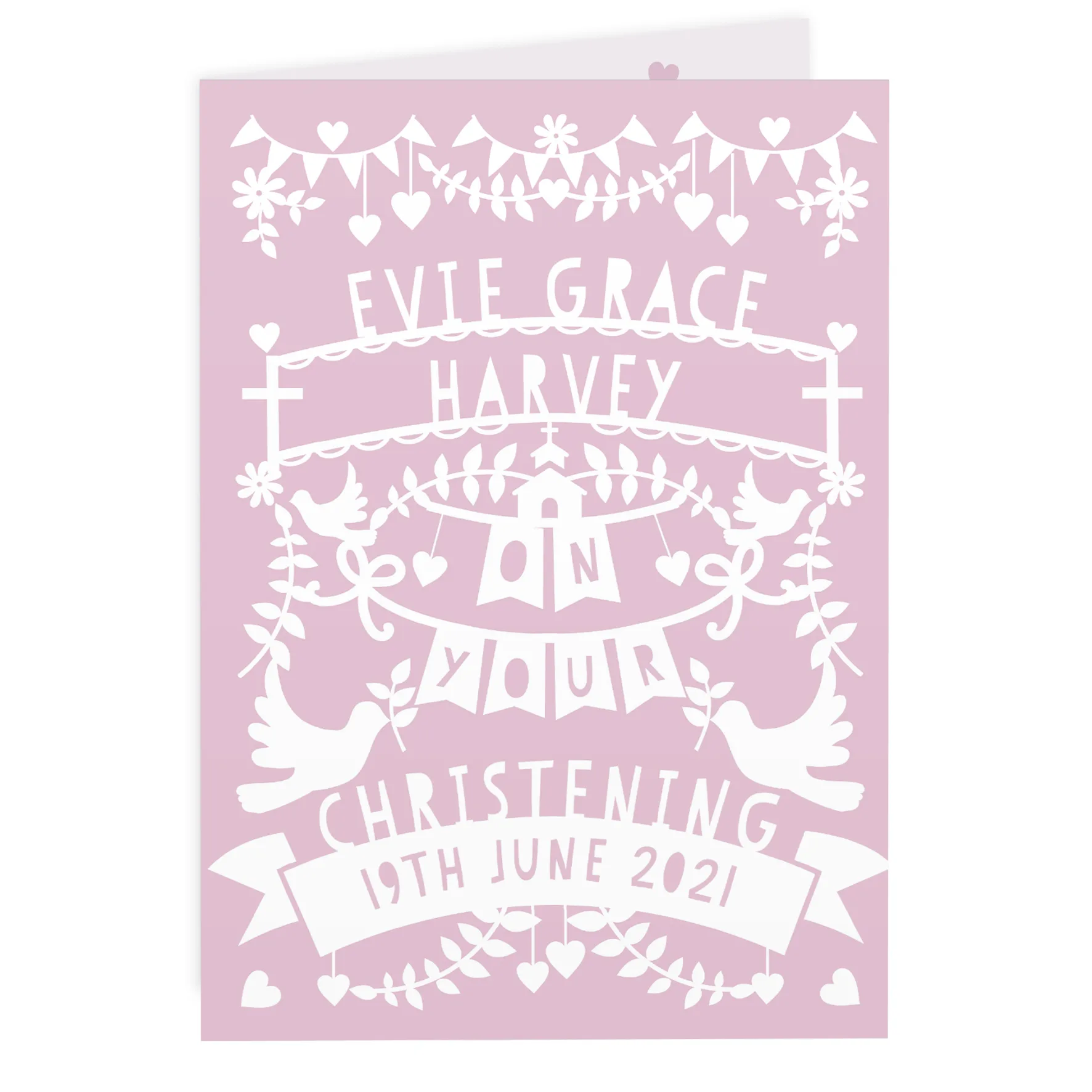 Personalised Pink Papercut Design Card - Image 6