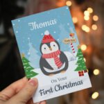 Personalised Penguin Design 'On Your First Christmas' Card - Image 4