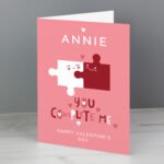 Personalised 'You Complete Me' Jigsaw Pieces Design Card