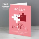 Personalised 'You Complete Me' Jigsaw Pieces Design Card - Image 2