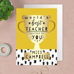Personalised 'World's Best Teacher' Trophy Design Greeting Card - Image 3