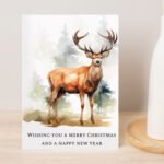 Personalised Watercolour Stag Design Christmas Card - Image 4