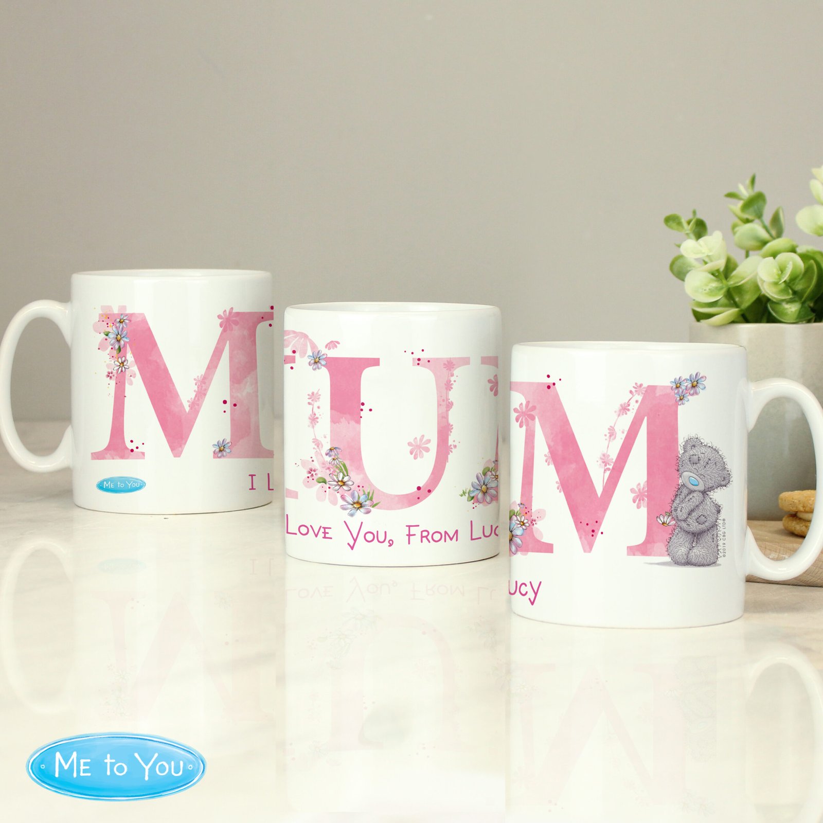 M2U079 Personalised Me to You 'Mum' Floral Design Ceramic Mug Personalised Me to You 'Mum' Floral Design Ceramic Mug - Image 1