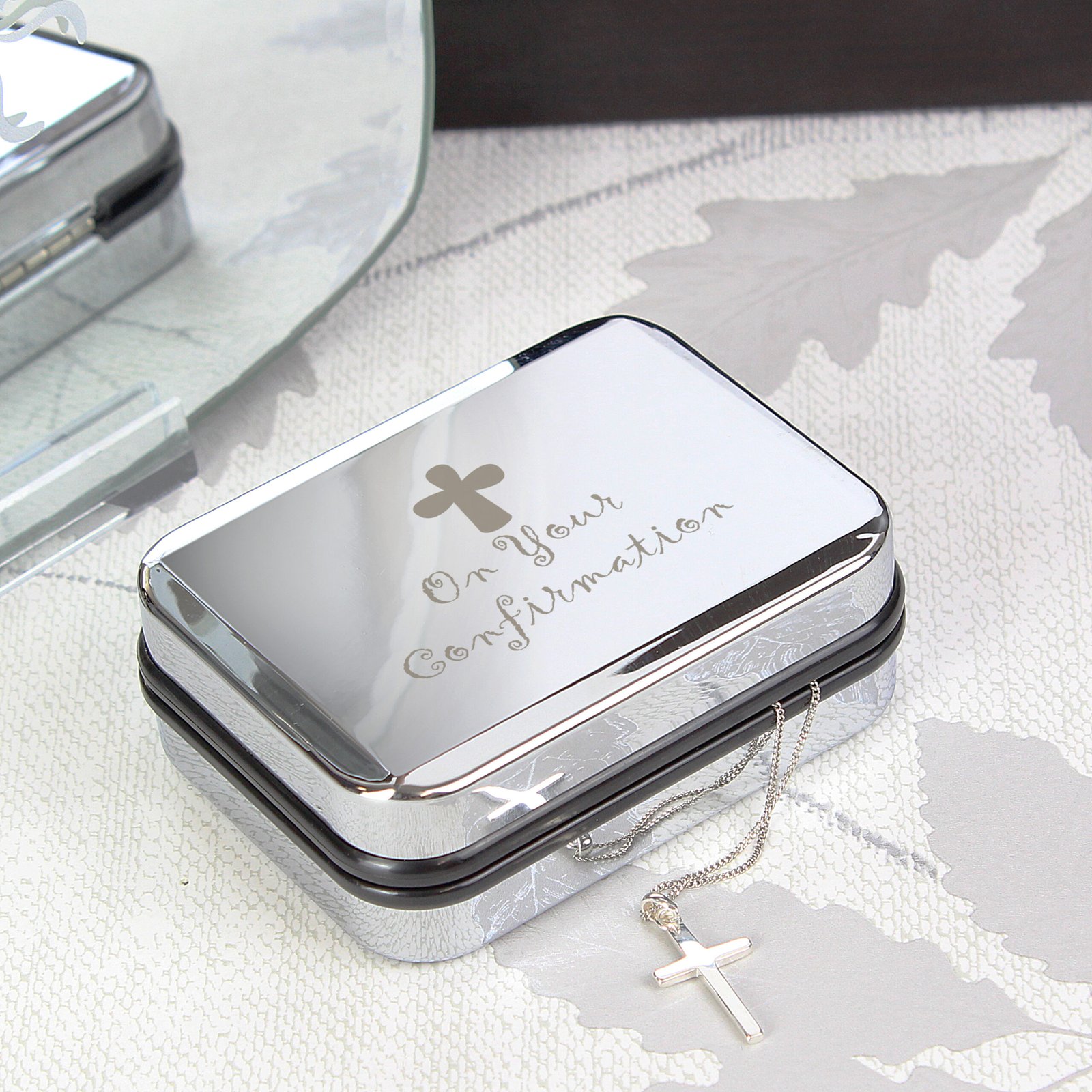 NP0102C50 'On Your Confirmation' Sterling Silver Cross Necklace & Chrome Plated Gift Box 'On Your Confirmation' Sterling Silver Cross Necklace & Chrome Plated Gift Box - Image 1