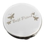 ’Best Friend’ Butterflies Motif Round Silver Nickel Plated Compact Mirror - Image 3