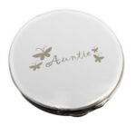 ’Auntie’ Butterflies Motif Round Silver Nickel Plated Compact Mirror - Image 3