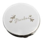 ’Grandma’ Butterflies Motif Round Silver Nickel Plated Compact Mirror - Image 3
