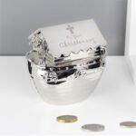 'On Your Christening' Cross Motif Noah's Ark Silver Nickel Plated Money Box