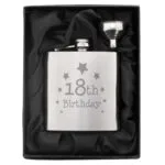 ’18th Birthday’ Stars Motif Stainless Steel Hip Flask - Image 2