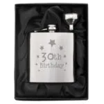 ’30th Birthday’ Stars Motif Stainless Steel Hip Flask - Image 2