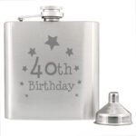 '40th Birthday' Stars Design Stainless Steel Hip Flask - Image 3