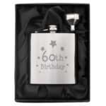’60th Birthday’ Stars Motif Stainless Steel Hip Flask - Image 2