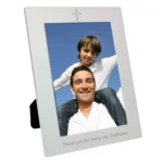 ‘Thank You For Being My Godfather’ Cross Motif 5×7 Portrait Silver Aluminium Photo Frame - Image 2