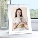 'First Holy Communion' Cross Motif 5x7 Portrait Silver Aluminium Photo Frame