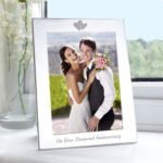 ‘On Your Diamond Anniversary’ Hearts Motif 5×7 Portrait Silver Aluminium Photo Frame