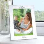 ‘Mum’ Butterflies Motif 5×7 Portrait Silver Aluminium Photo Frame