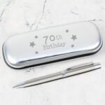 ‘70th Birthday’ Stars Motif Chrome Plated Pen & Gift Box Set