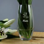 'Mum' Butterflies Motif Tapered Glass Bullet Vase