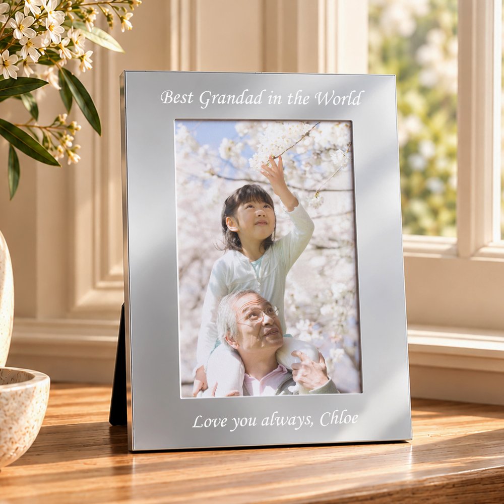 P010208 Personalised Any Message 4x6 Portrait Silver Finish Metal Photo Frame New
