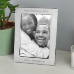 Personalised Any Message 4x6 Portrait Silver Plated Photo Frame - Image 2