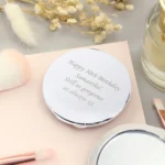 Personalised Any Message Round Silver Nickel Plated Compact Mirror - Image 2