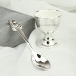 Personalised Name Only Silver Plated Egg Cup & Spoon Gift Set