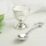 Personalised Name Only Silver Plated Egg Cup & Spoon Gift Set