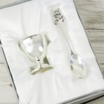 Personalised Name Only Silver Plated Egg Cup & Spoon Gift Set - Image 2